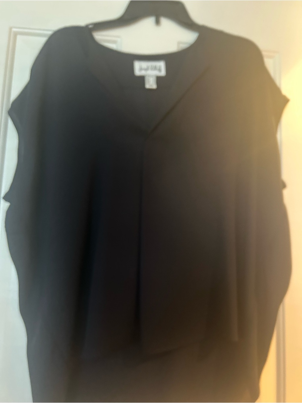 Joseph Ribkoff Black V-Neck Draped Sleeve Blouse